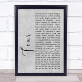 Ian Brown F.E.A.R Rustic Script Grey Song Lyric Print
