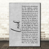 James Laid Rustic Script Grey Song Lyric Print