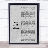 Lionel Jeffries Posh! Rustic Script Grey Song Lyric Print