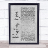 Prince Raspberry Beret Rustic Script Grey Song Lyric Print