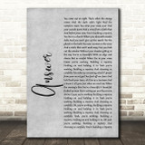 Sarah McLachlan ANSWER Rustic Script Grey Song Lyric Print