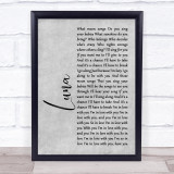 The Smashing Pumpkins Luna Rustic Script Grey Song Lyric Print