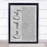 Adele One And Only Rustic Script Grey Song Lyric Quote Print