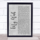 Rascal Flatts My Wish Rustic Script Grey Song Lyric Quote Print