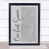 ABBA Our Last Summer Grey Rustic Script Song Lyric Print