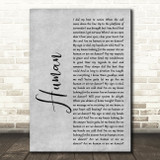 The Killers Human Rustic Script Grey Song Lyric Quote Print