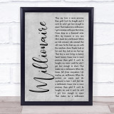 Chris Stapleton Millionaire Grey Rustic Script Song Lyric Print