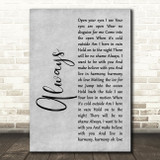 Erasure Always Grey Rustic Script Song Lyric Print
