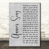 John Denver Annie's Song Grey Rustic Script Song Lyric Print