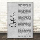 Natalie Merchant Ophelia Grey Rustic Script Song Lyric Print