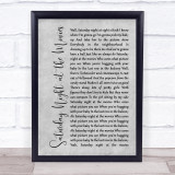 The Drifters Saturday Night at the Movies Grey Rustic Script Song Lyric Print