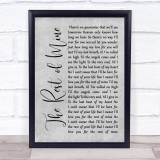 Tracew Adkins The rest of mine Grey Rustic Script Song Lyric Print