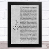 Marillion Gaza Grey Rustic Script Song Lyric Music Art Print