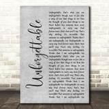 Nat King Cole Unforgettable Grey Rustic Script Song Lyric Music Art Print