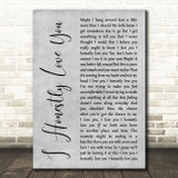 Olivia Newton-John I Honestly Love You Grey Rustic Script Song Lyric Music Art Print