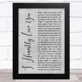 Olivia Newton-John I Honestly Love You Grey Rustic Script Song Lyric Music Art Print