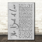 Peter Gabriel The Book of Love Grey Rustic Script Song Lyric Music Art Print