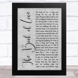 Peter Gabriel The Book of Love Grey Rustic Script Song Lyric Music Art Print