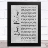 The Beatles Dear Prudence Grey Rustic Script Song Lyric Music Art Print