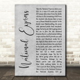 The Divine Comedy National Express Grey Rustic Script Song Lyric Music Art Print