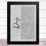 The Kinks Days Grey Rustic Script Song Lyric Music Art Print