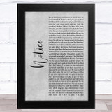 Thomas Rhett Notice Grey Rustic Script Song Lyric Music Art Print