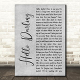 Conway Twitty Hello Darling Grey Rustic Script Song Lyric Music Art Print