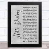 Conway Twitty Hello Darling Grey Rustic Script Song Lyric Music Art Print