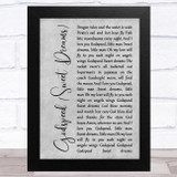 Dixie Chicks Godspeed (Sweet Dreams) Grey Rustic Script Song Lyric Music Art Print