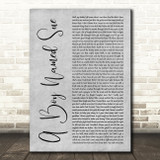 Johnny Cash A Boy Named Sue Grey Rustic Script Song Lyric Music Art Print