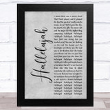 Alexander Burke Hallelujah Grey Rustic Script Song Lyric Music Art Print
