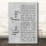 Majestic Wax Fang Grey Rustic Script Song Lyric Music Art Print