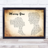 Bruno Mars Marry You Man Lady Couple Song Lyric Print