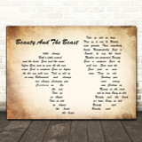 Celine Dion Beauty And The Beast Man Lady Couple Song Lyric Quote Print