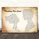 Ed Sheeran Thinking Out Loud Man Lady Couple Song Lyric Quote Print