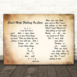 Elvis Presley Can't Help Falling In Love Man Lady Couple Song Lyric Quote Print