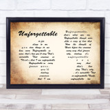 Nat King Cole Unforgettable Man Lady Couple Song Lyric Print
