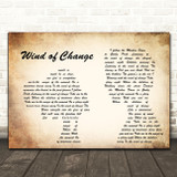 Scorpions Wind of Change Man Lady Couple Song Lyric Print