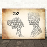 Beyoncé XO Man Lady Couple Song Lyric Print