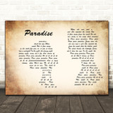 Coldplay Paradise Man Lady Couple Song Lyric Print