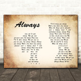 Frank Sinatra Always Man Lady Couple Song Lyric Print