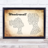 Oasis Wonderwall Man Lady Couple Song Lyric Print