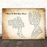 The Beatles I Want To Hold Your Hand Man Lady Couple Song Lyric Print