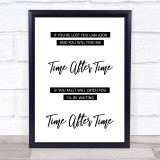 Cyndi Lauper Time After Time Song Lyric Quote Print