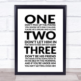 Dua Lipa New Rules Song Lyric Quote Print