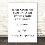 George Michael Kissing A Fool Song Lyric Quote Print