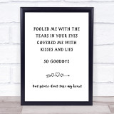 George Michael Kissing A Fool Song Lyric Quote Print