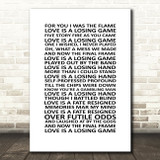 Amy Winehouse Love Is A Losing Game Song Lyric Quote Print