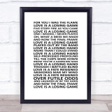 Amy Winehouse Love Is A Losing Game Song Lyric Quote Print