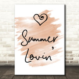 Watercolour Grease Summer Lovin' Song Lyric Quote Print